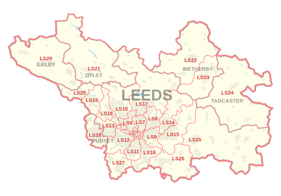 Leeds Booze Delivery Area Map